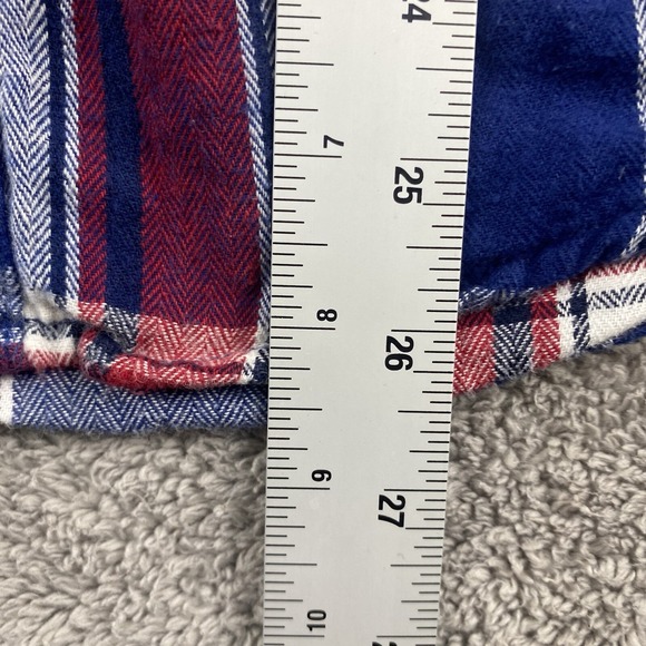 Faded Glory Flannel Mens Size Small Red Blue Plaid Flannel Button Up Shirt A2731 - Picture 6 of 15
